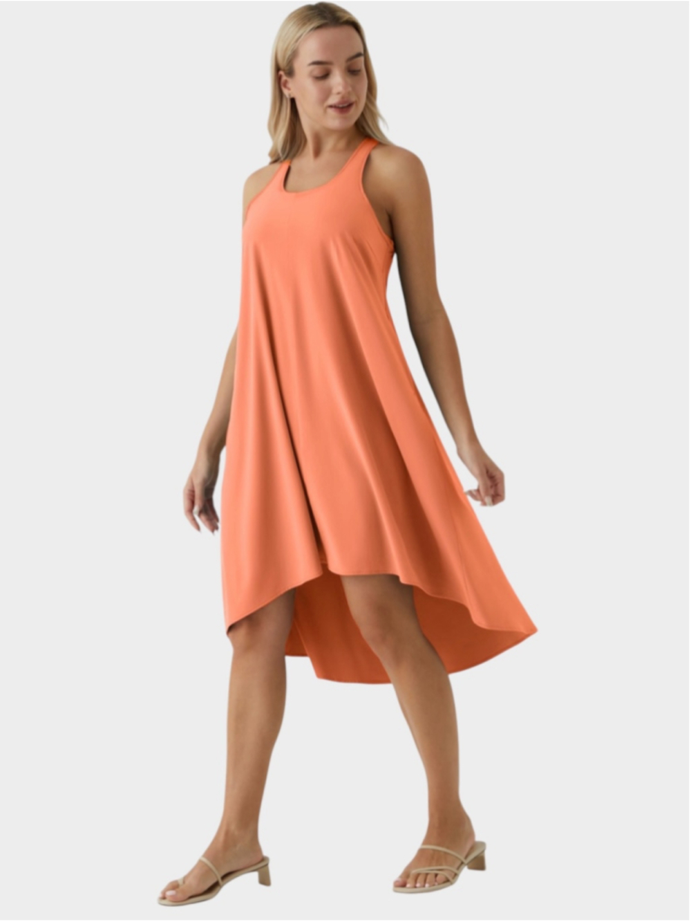 Size S Halara RacerPocket High Low Flowy Midi Quick Dry Casual Dress Flamingo
